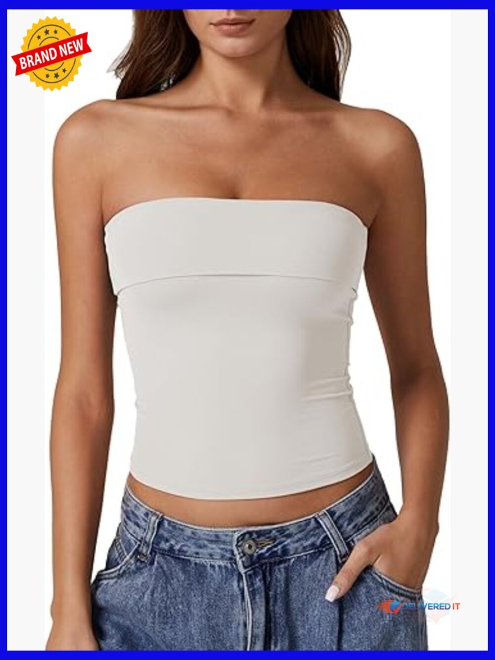 Double Lined Strapless Tube Top Slim Fit Summer Tank Top